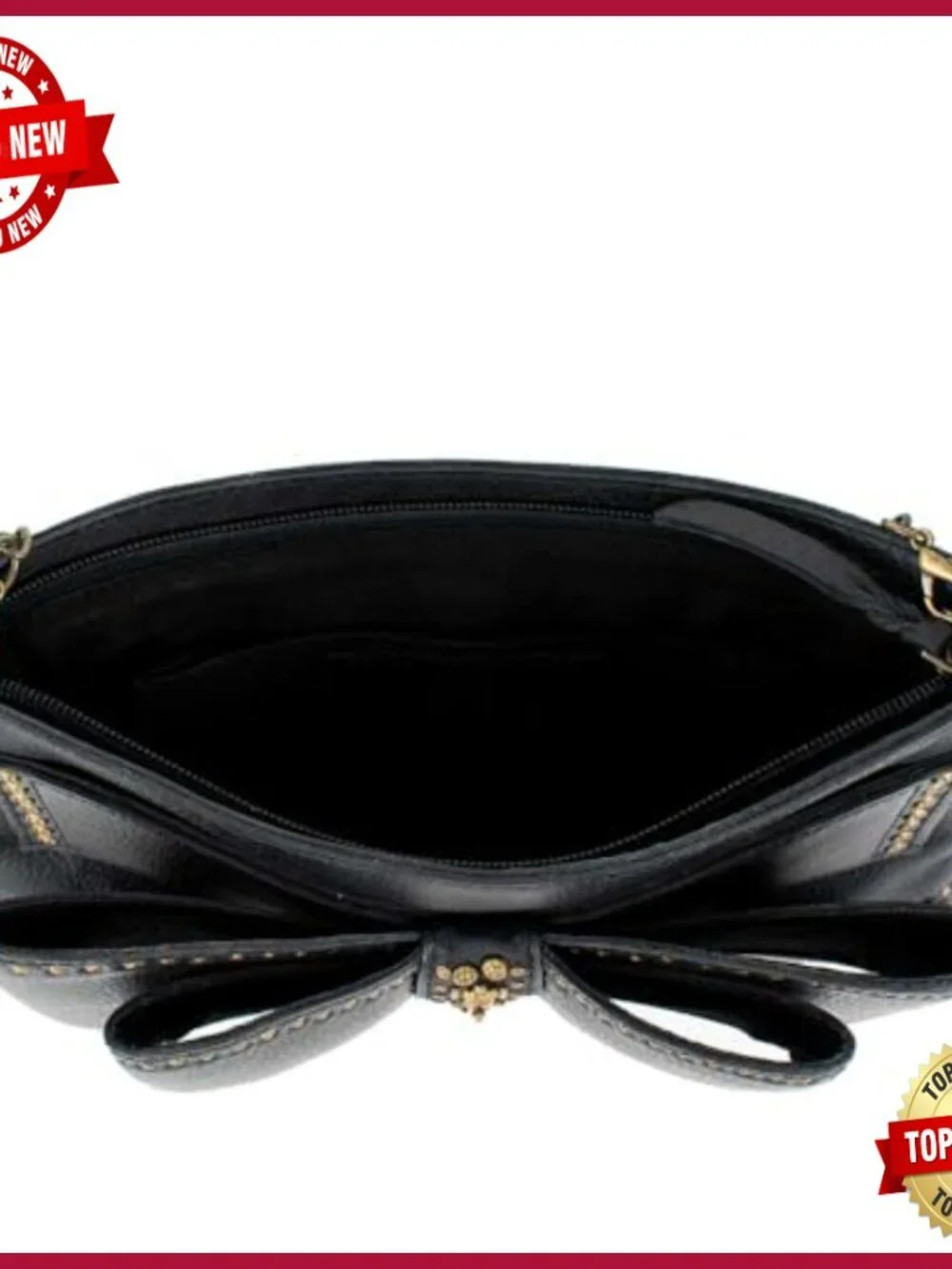 Studded Leather Bow Convertible Crossbody Clutch Novelty Purse